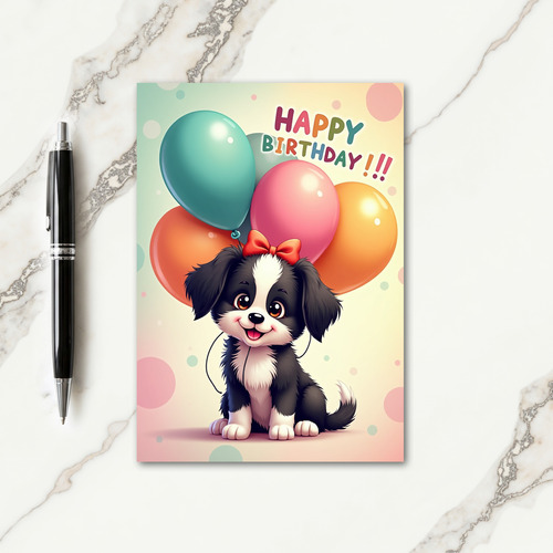 Puppy Bow Birthday Card