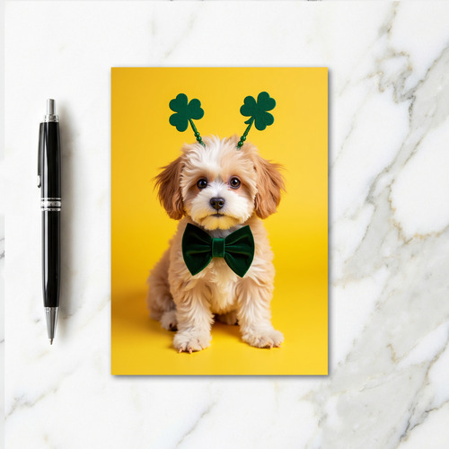 Puppy Faux Gold Foil St Patricks Card