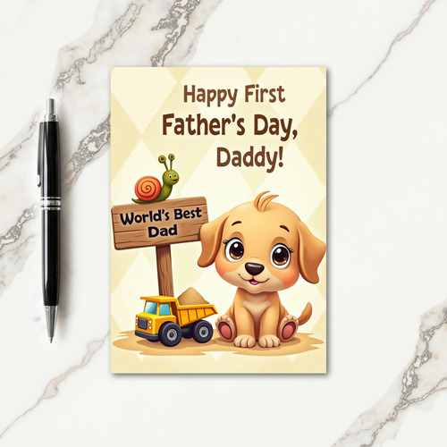 Puppy First Fathers Day Card