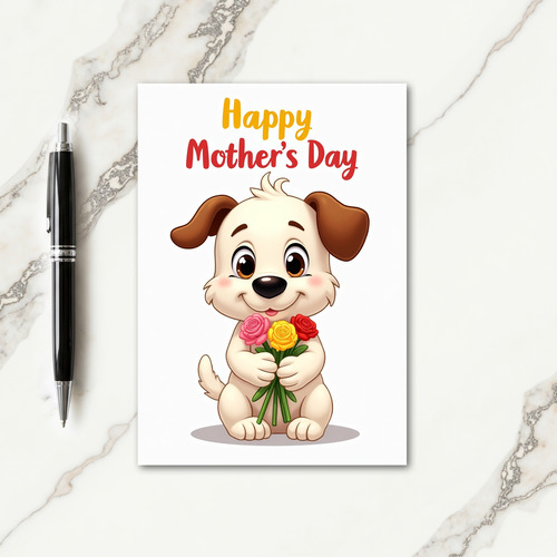 Puppy Floral Mothers Day Card