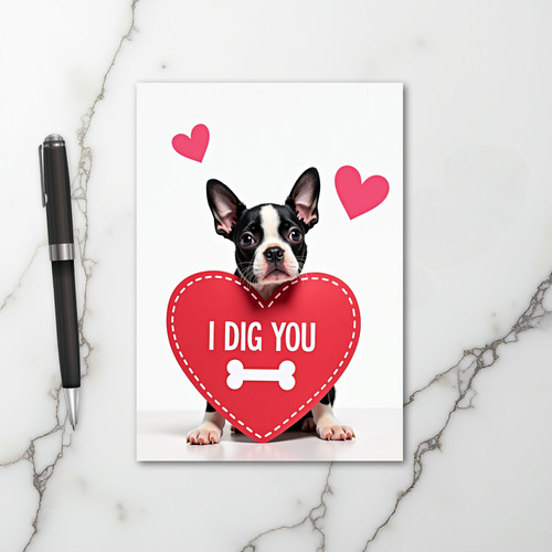 Puppy Love I Dig You Valentine Card