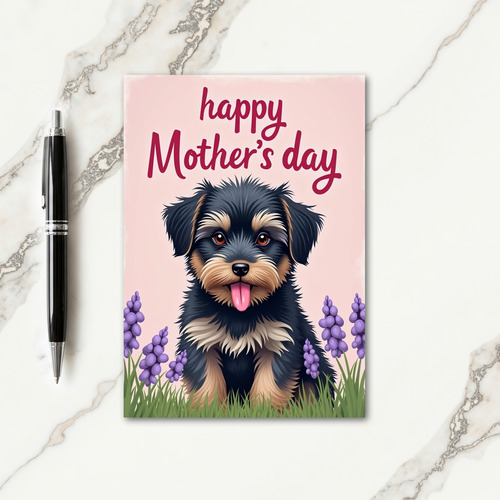 Puppy Love Mothers Day Illustration Card