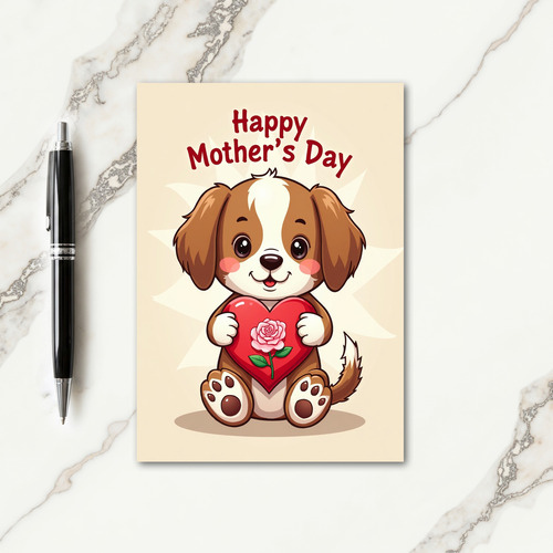 Puppy Love Mothers Day Rose Card