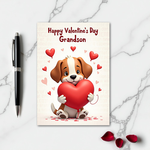 Puppy Love Valentines Day Grandson Card