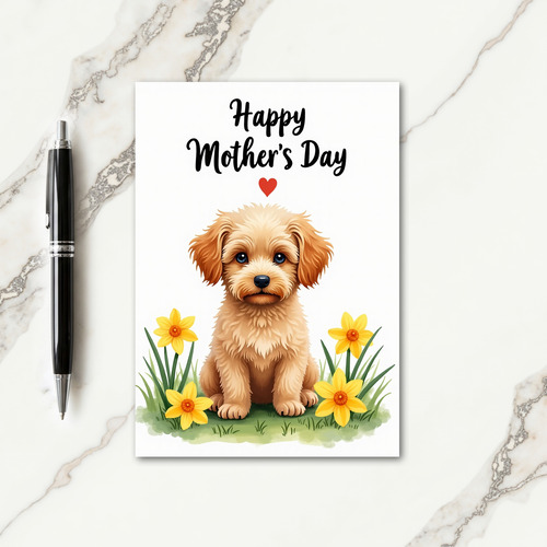 Puppy Mothers Day Floral Card