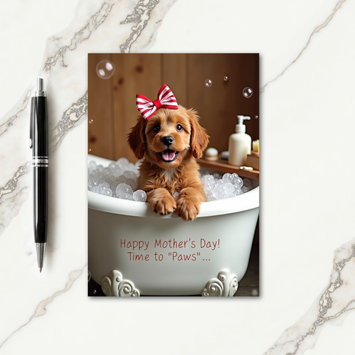 Puppy Mothers Day Paws Time Card