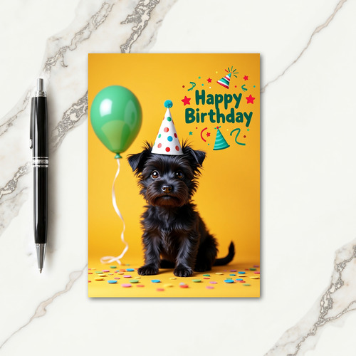 Puppy Party Hat Birthday Card