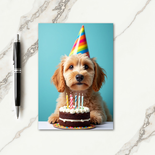 Puppy Party Hat Card
