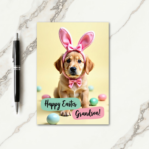 Puppy Pastel Eggs Easter Card