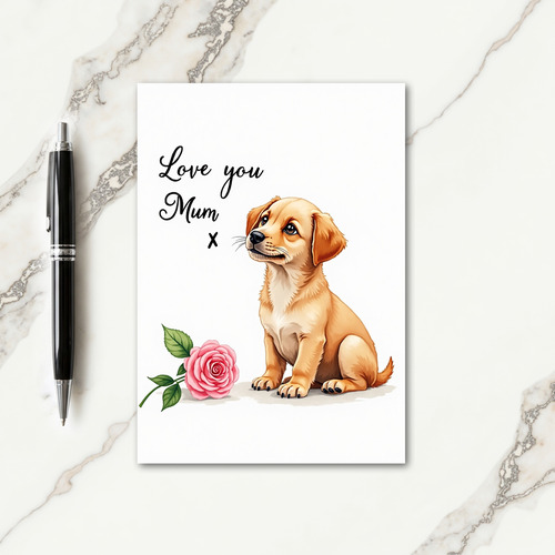 Puppy Rose Mothers Day Love Card