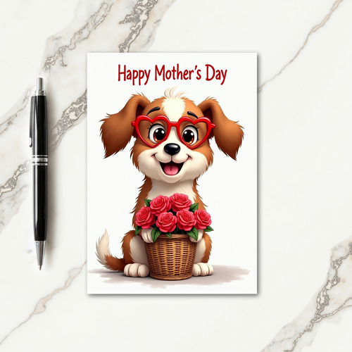 Puppy Roses Mothers Day Card
