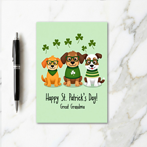 Puppy Shamrock Striped Top Card