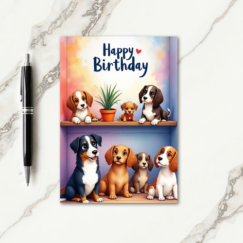 Puppy Shelf Birthday Card
