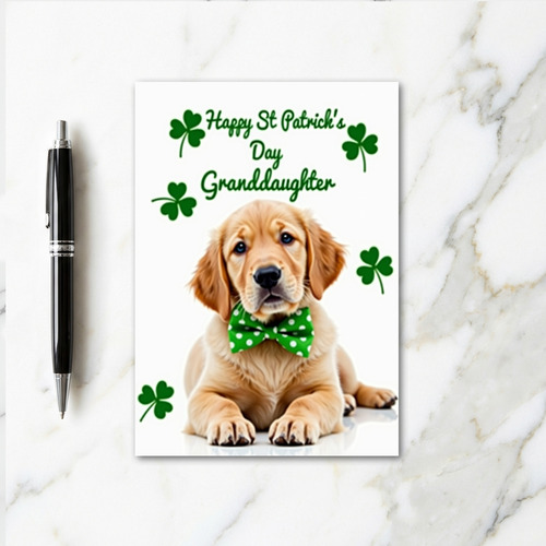 Puppy St Patricks Day Granddaughter Card