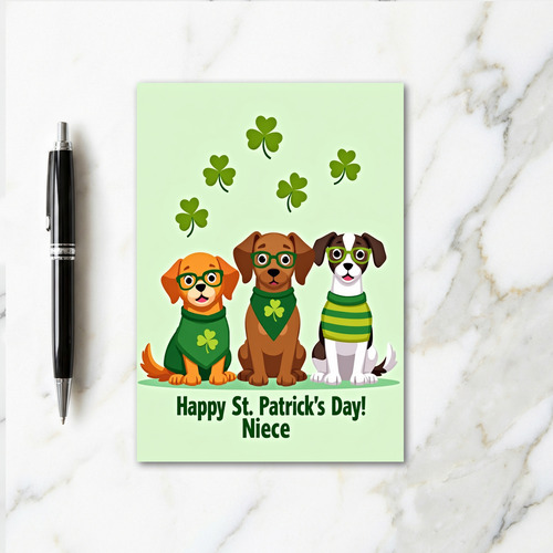 Puppy St Patricks Day Niece Card