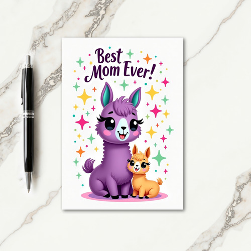 Purple Alpaca Best Mom Ever Card
