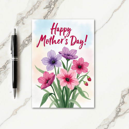 Purple And Pink Bloom Mothers Day Card