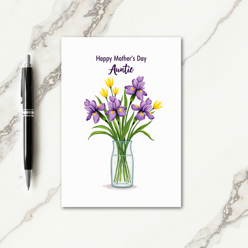 Purple Auntie Mothers Day Card