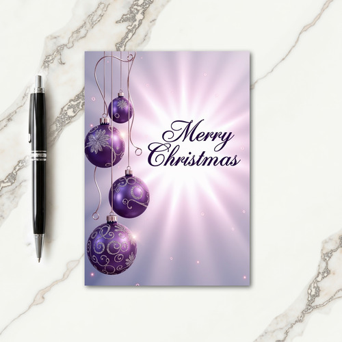 Purple Bauble Christmas Card