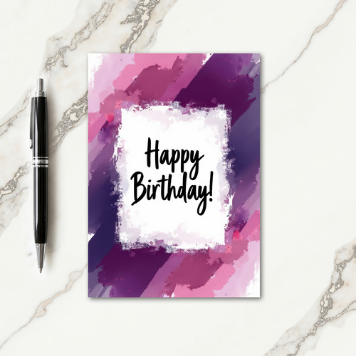 Purple Brushstroke Birthday Card