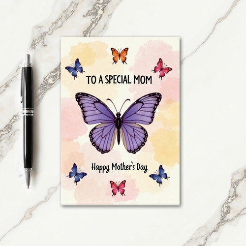 Purple Butterfly Moms Day Card