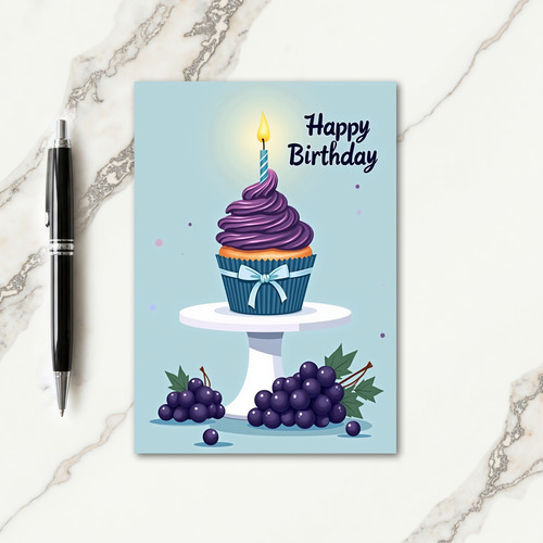 Purple Cupcake Birthday Card
