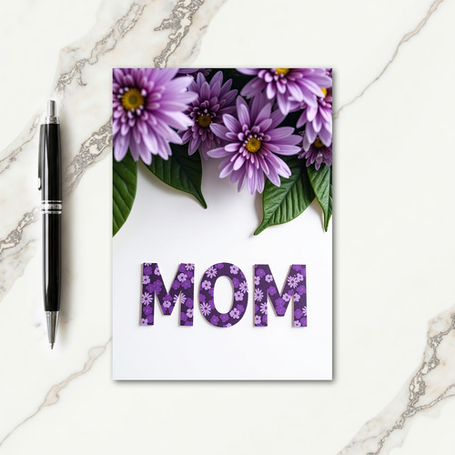 Purple Floral Mothers Day Mom Card
