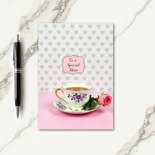 Purple Floral Tea Mothers Day Card