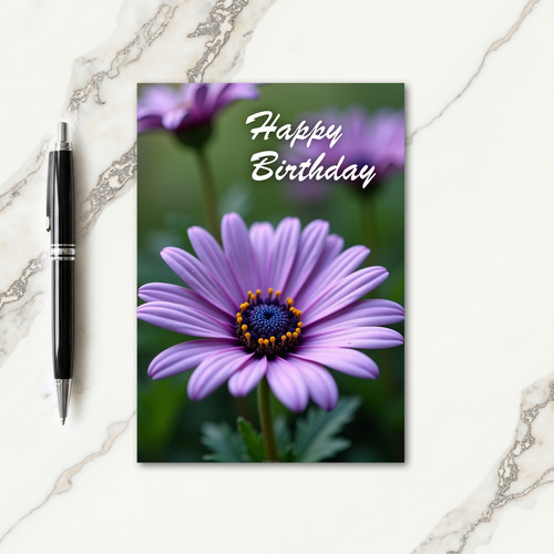 Purple Flower Birthday Card