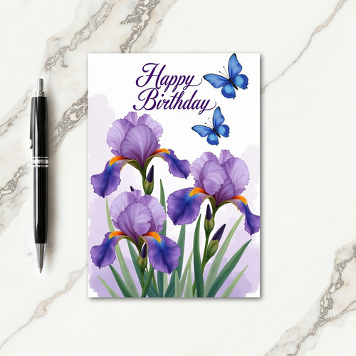 Purple Flowers Birthday Card