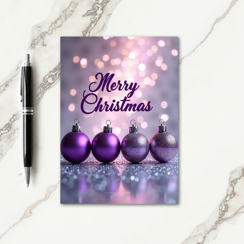 Purple Glitter Ornament Card