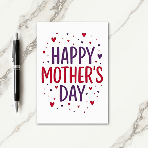 Purple Hearts Mothers Day Card
