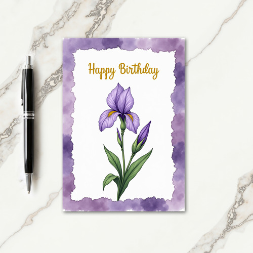 Purple Iris Birthday Card