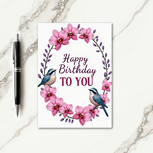 Purple Orchid Birthday Card