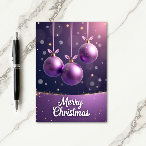 Purple Ornament Christmas Card