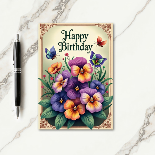 Purple Pansy Birthday Card