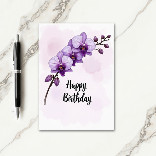 Purple Petals Birthday Card