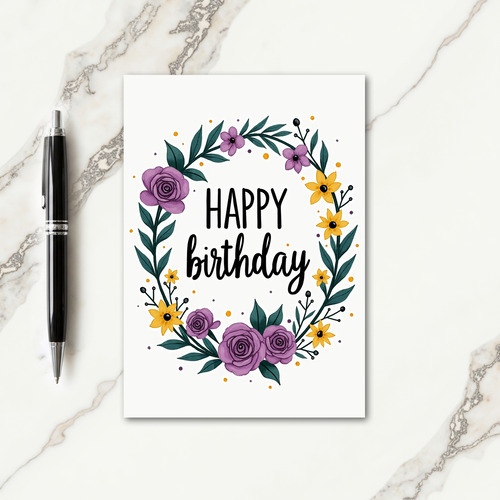 Purple Rose Birthday Card
