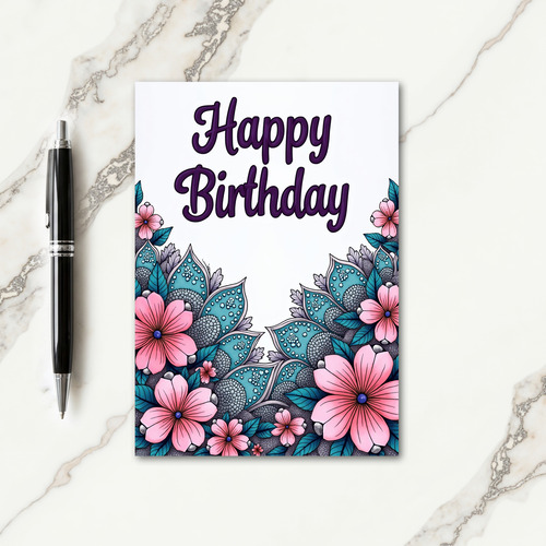 Purple Script Birthday Card