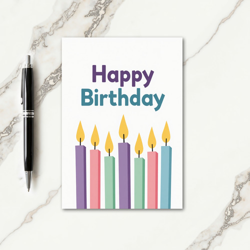 Purple Teal Candle Birthday Card