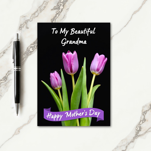Purple Tulips Sweet Mothers Day Card
