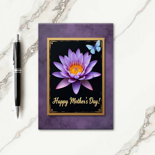 Purple Water Lily Mothers Day Card