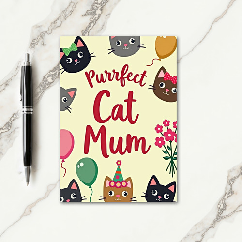 Purrfect Cat Mum Illustration Card