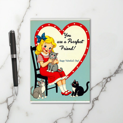 Purrfect Friend Valentine Cat Card