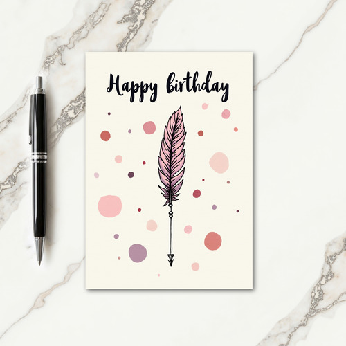 Quill Script Birthday Wish Card