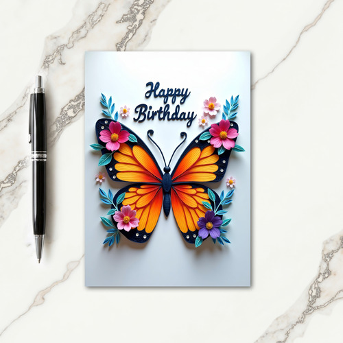 Quilled Butterfly Birthday Card