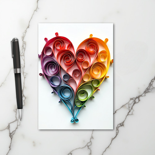 Quilled Rainbow Heart Card