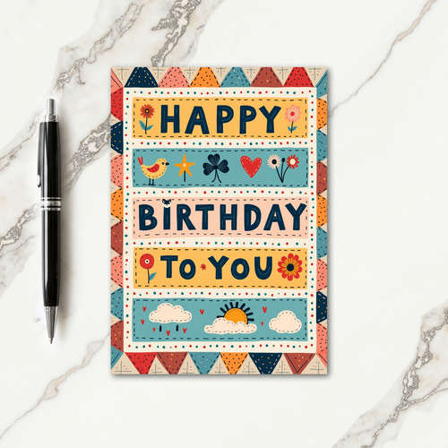 Quilt Style Birthday Wish Card