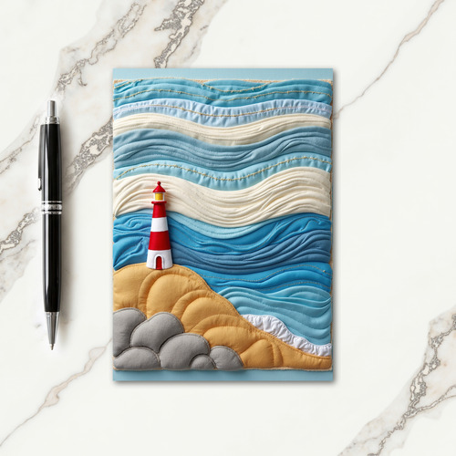 Quilted Lighthouse Birthday Card