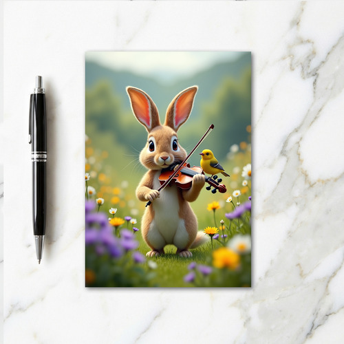 Rabbit And Bird Song Card